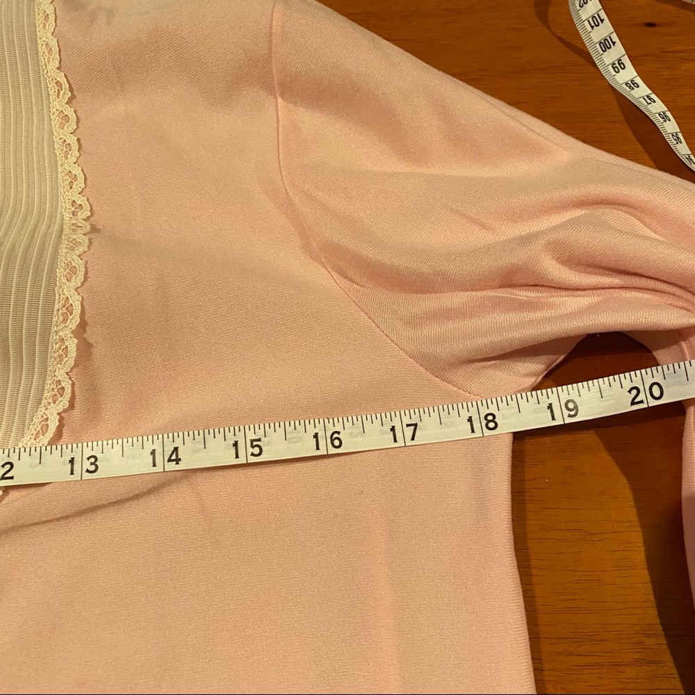 Vintage Pink White Long Sleeve Sleep Nightgown Dress - Picture 5 of 5